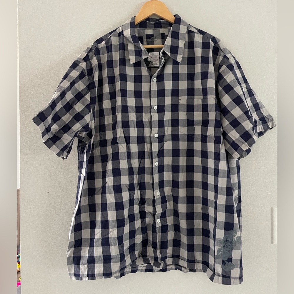 Mens Disney Blue & White Checkered Button Down Shirt